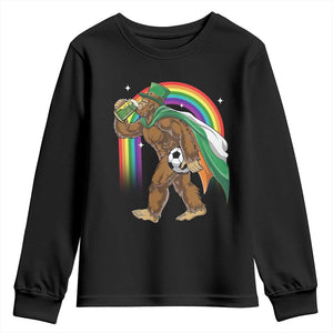 Funny Bigfoot Drinking Beer Youth Sweatshirt St Patricks Day Soccer Lover TS12 Black Print Your Wear