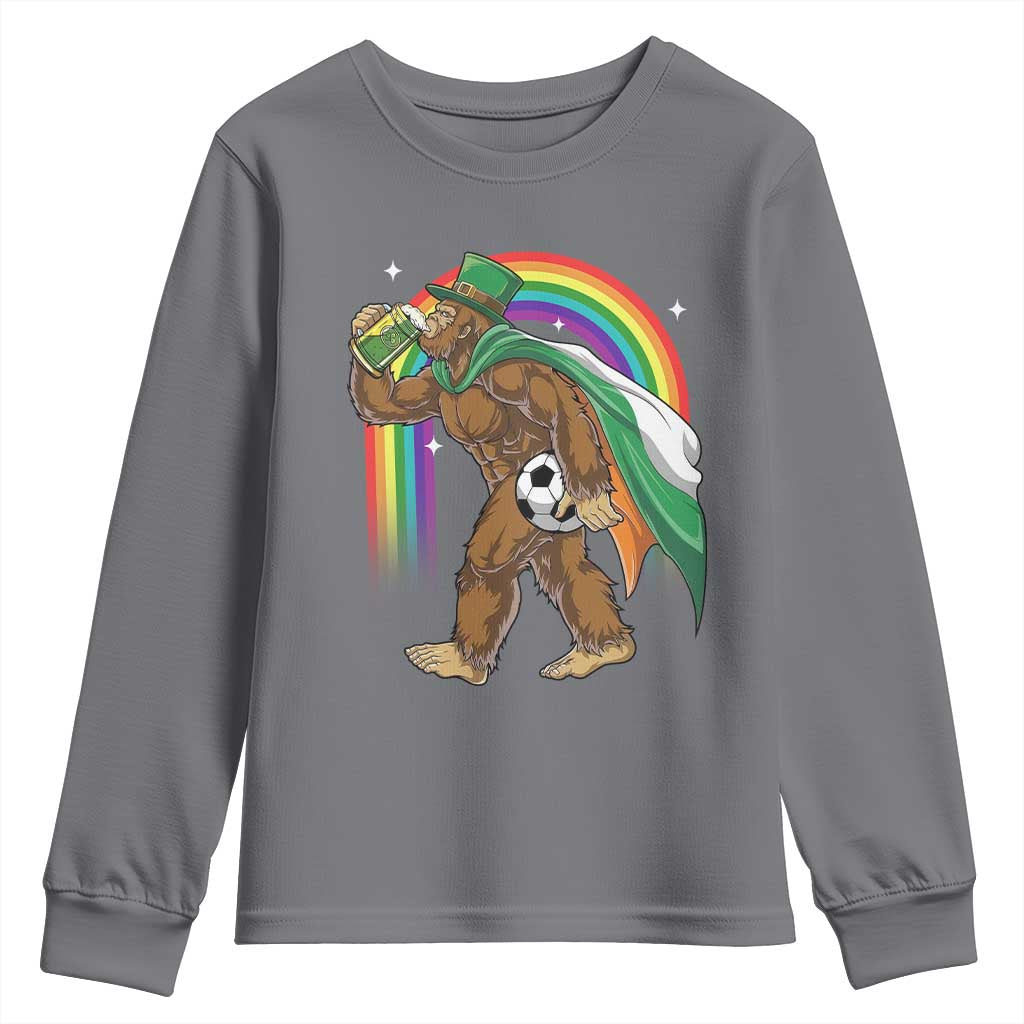 Funny Bigfoot Drinking Beer Youth Sweatshirt St Patricks Day Soccer Lover TS12 Charcoal Print Your Wear