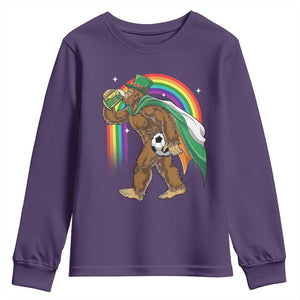 Funny Bigfoot Drinking Beer Youth Sweatshirt St Patricks Day Soccer Lover TS12 Purple Print Your Wear