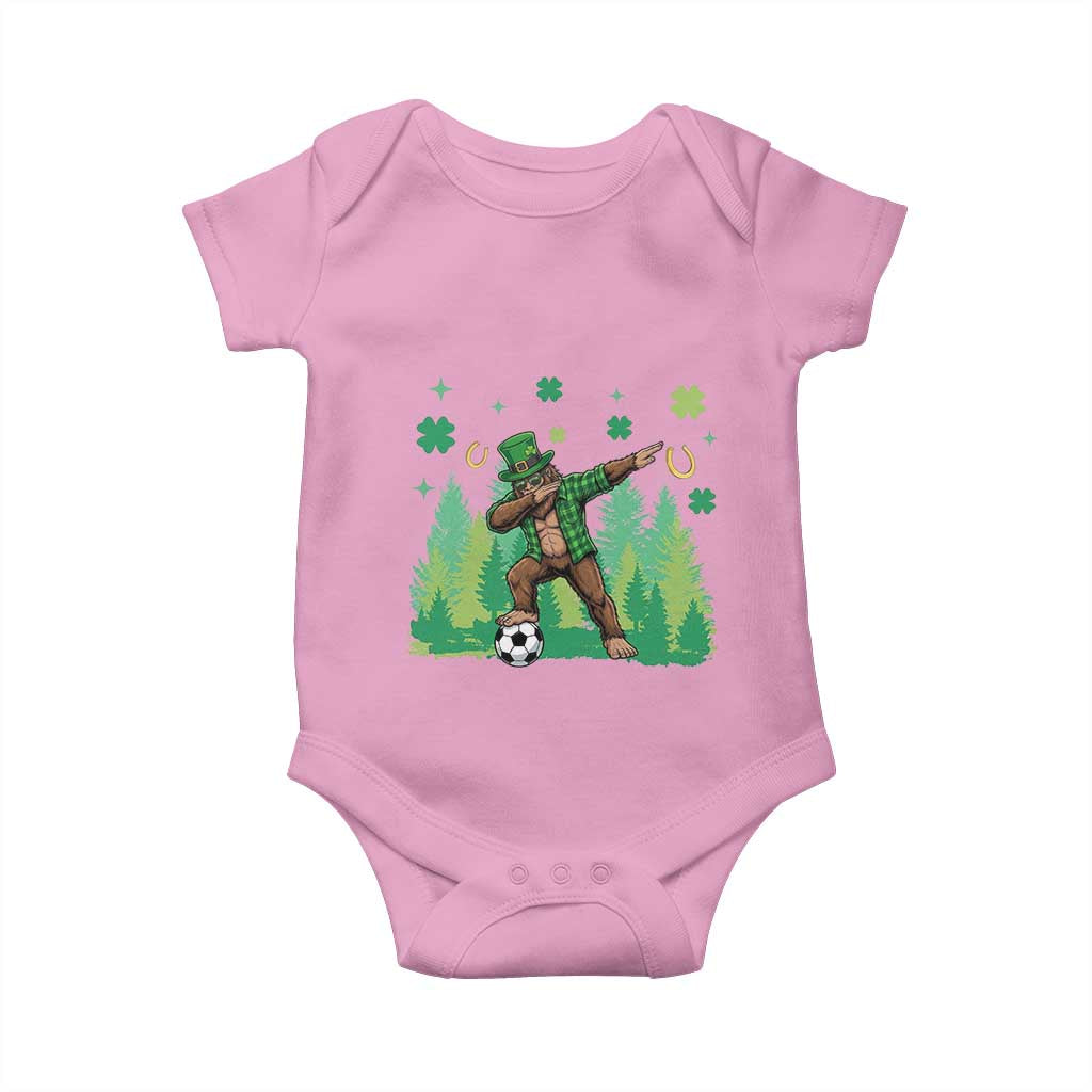 Lucky Sasquatch Soccer Player Baby Onesie Funny St Patricks Day Gift TS12 Light Pink Print Your Wear