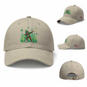 Lucky Sasquatch Soccer Player Baseball Cap Funny St Patricks Day Gift TS12 Baseball Cap Universal Fit Beige Print Your Wear