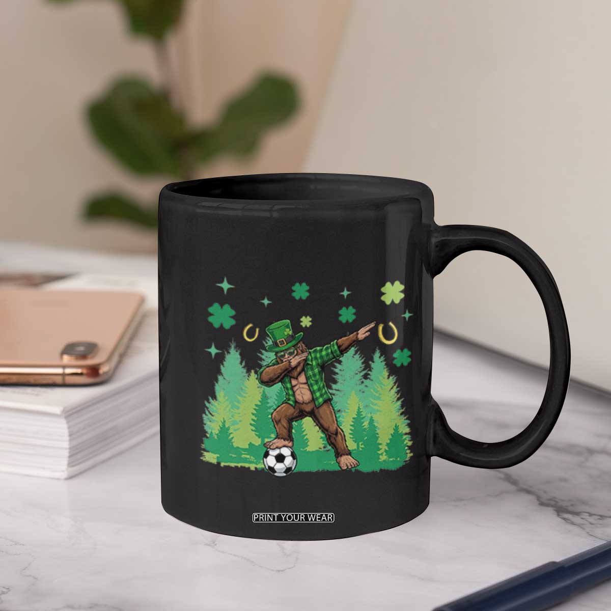 Lucky Sasquatch Soccer Player Coffee Mug Funny St Patricks Day Gift TS12 Print Your Wear