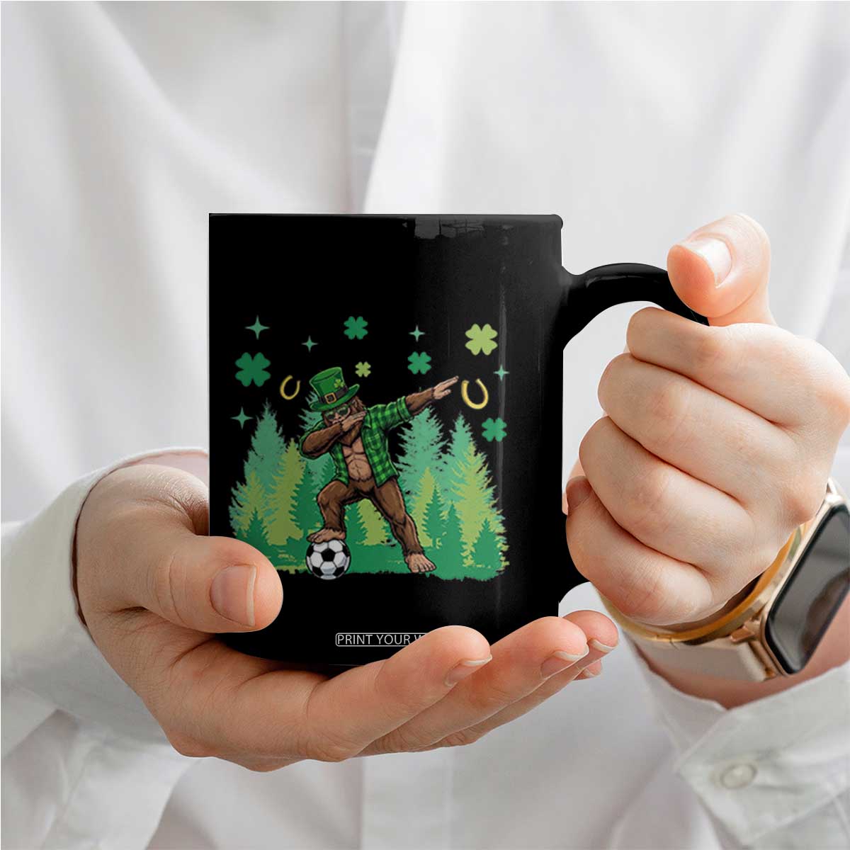 Lucky Sasquatch Soccer Player Coffee Mug Funny St Patricks Day Gift TS12 Print Your Wear