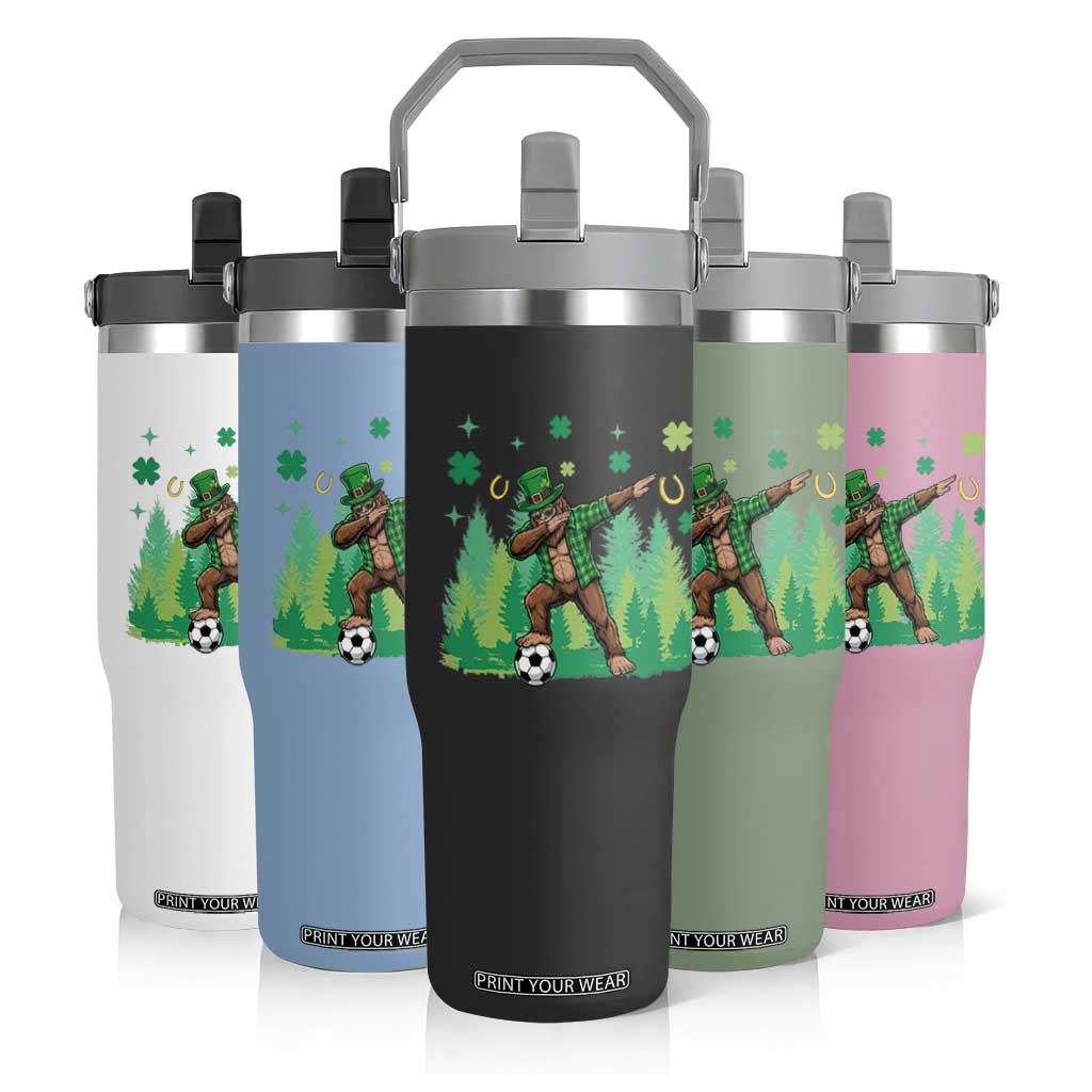 Lucky Sasquatch Soccer Player Flip Straw Tumbler Funny St Patricks Day Gift TS12 Print Your Wear