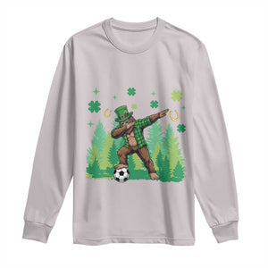 Lucky Sasquatch Soccer Player Long Sleeve Shirt Funny St Patricks Day Gift TS12 Ice Gray Print Your Wear