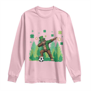 Lucky Sasquatch Soccer Player Long Sleeve Shirt Funny St Patricks Day Gift TS12 Light Pink Print Your Wear