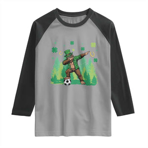 Lucky Sasquatch Soccer Player Raglan Shirt Funny St Patricks Day Gift TS12 Sport Gray Black Print Your Wear