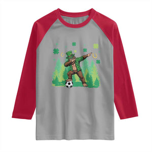 Lucky Sasquatch Soccer Player Raglan Shirt Funny St Patricks Day Gift TS12 Sport Gray Red Print Your Wear