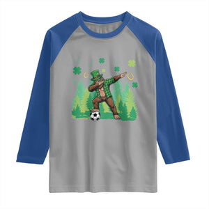 Lucky Sasquatch Soccer Player Raglan Shirt Funny St Patricks Day Gift TS12 Sport Gray Royal Print Your Wear