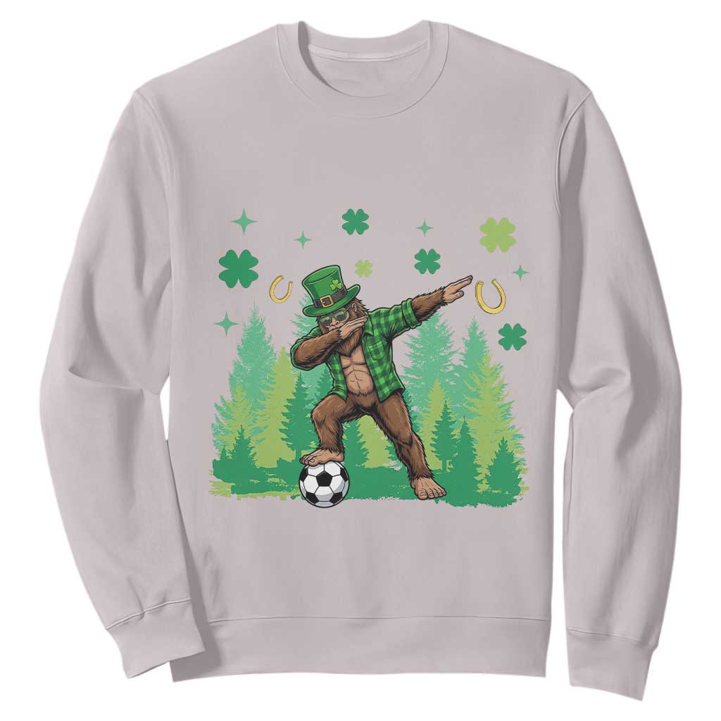 Lucky Sasquatch Soccer Player Sweatshirt Funny St Patricks Day Gift TS12 Ice Gray Print Your Wear