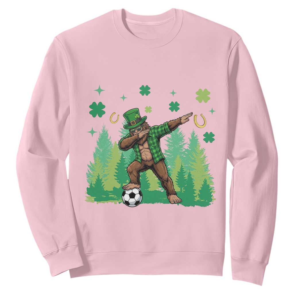Lucky Sasquatch Soccer Player Sweatshirt Funny St Patricks Day Gift TS12 Light Pink Print Your Wear