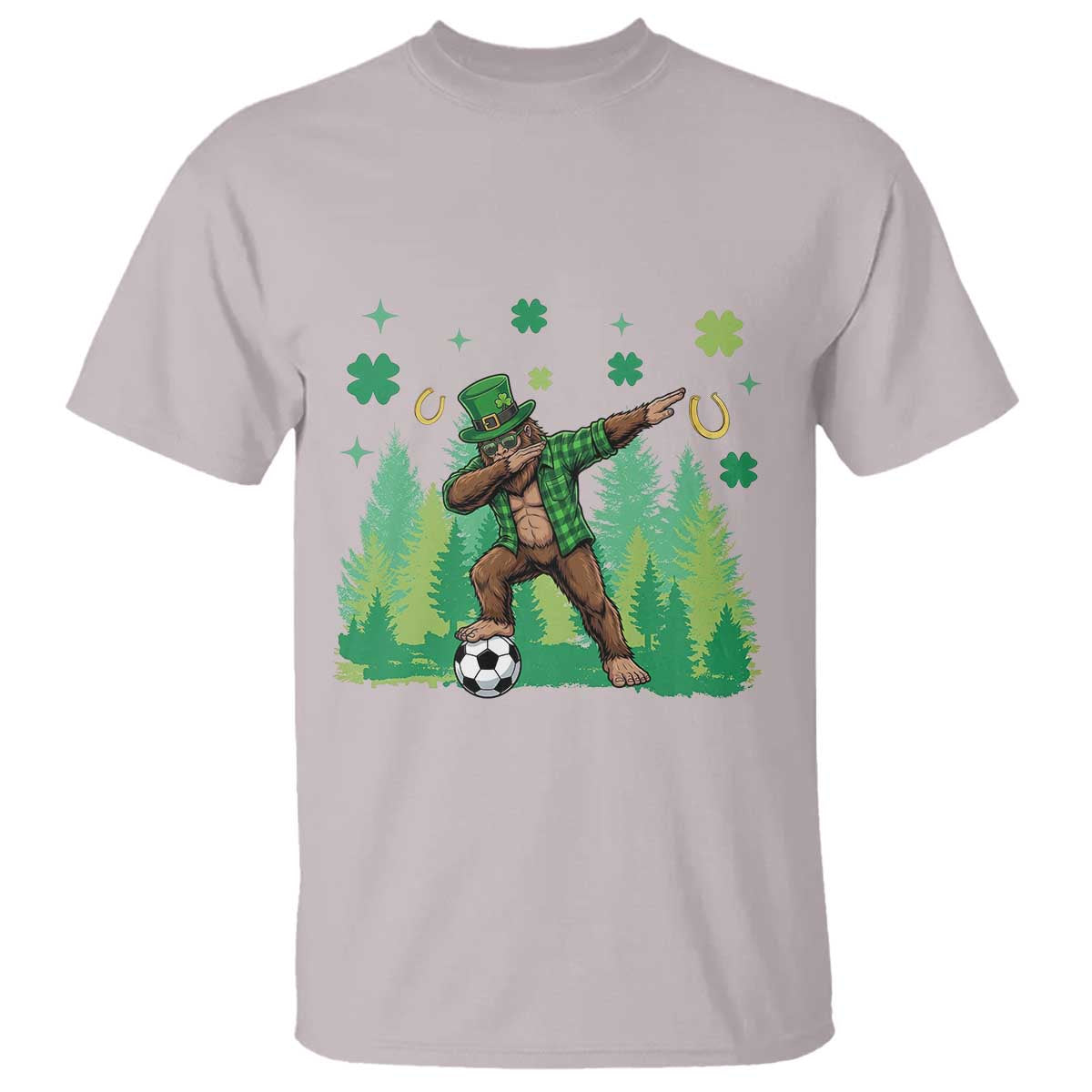 Lucky Sasquatch Soccer Player T Shirt Funny St Patricks Day Gift TS12 Ice Gray Print Your Wear