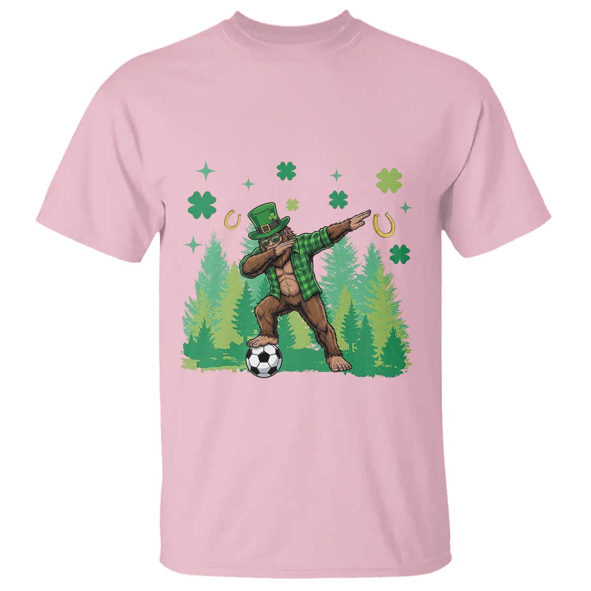 Lucky Sasquatch Soccer Player T Shirt Funny St Patricks Day Gift TS12 Light Pink Print Your Wear