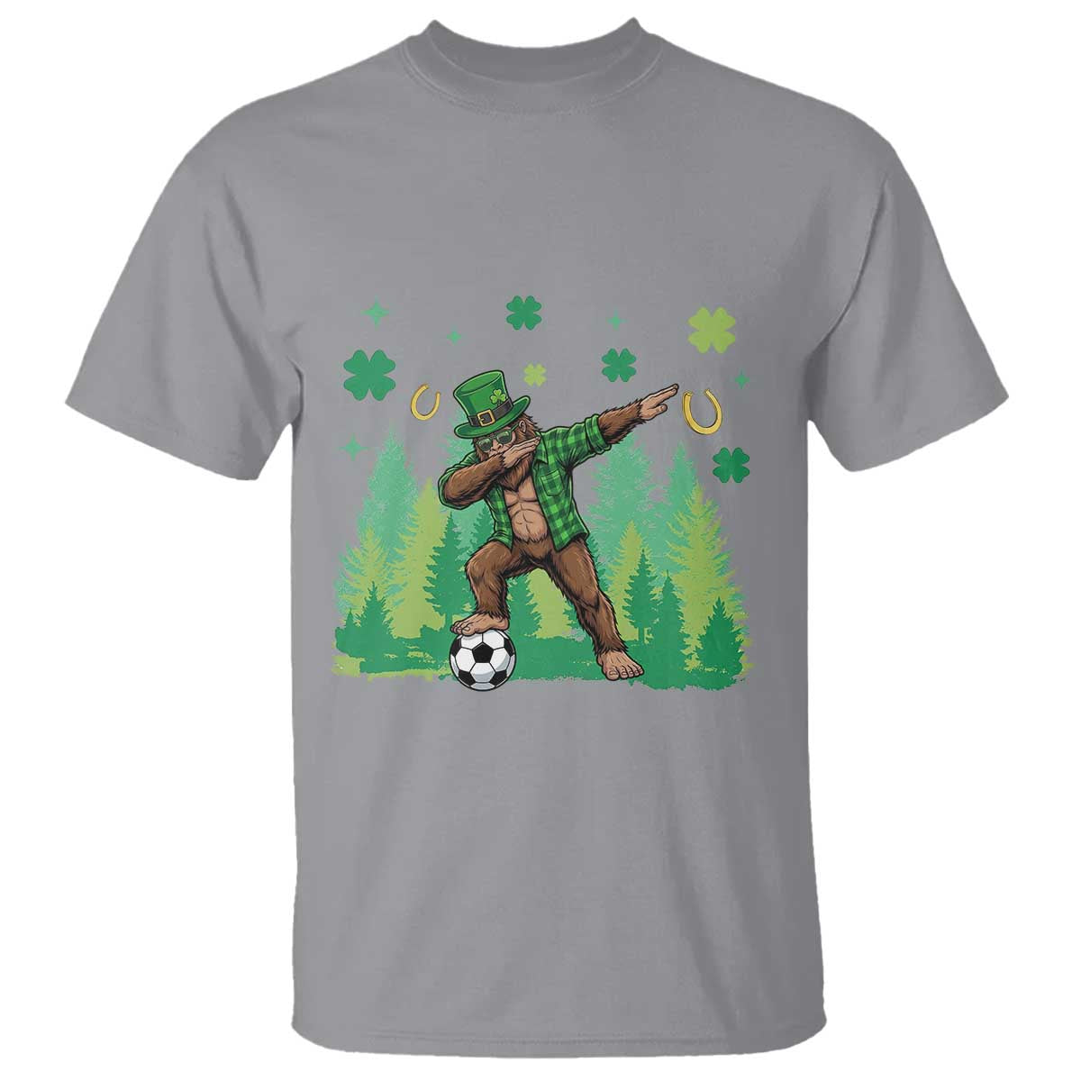 Lucky Sasquatch Soccer Player T Shirt Funny St Patricks Day Gift TS12 Sport Gray Print Your Wear
