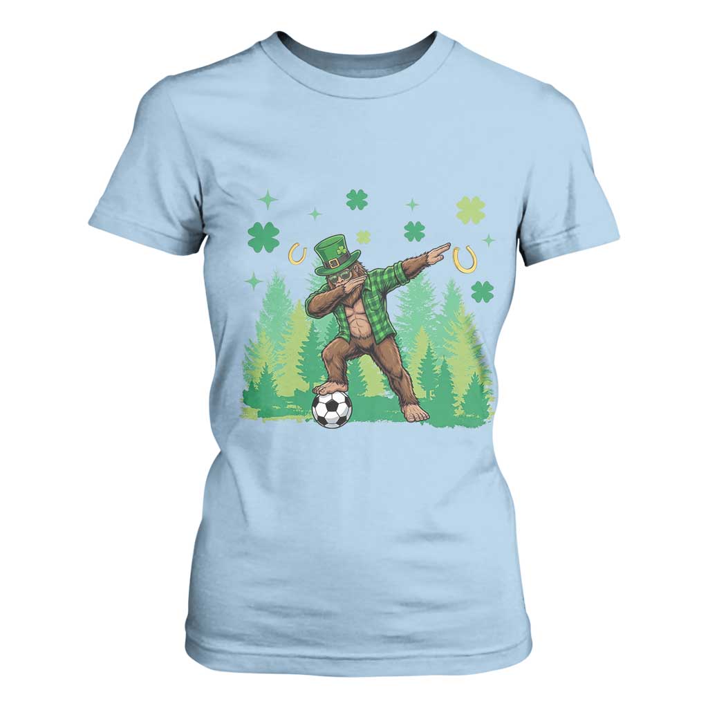 Lucky Sasquatch Soccer Player T Shirt For Women Funny St Patricks Day Gift TS12 Light Blue Print Your Wear