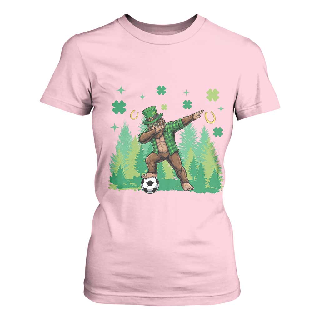 Lucky Sasquatch Soccer Player T Shirt For Women Funny St Patricks Day Gift TS12 Light Pink Print Your Wear