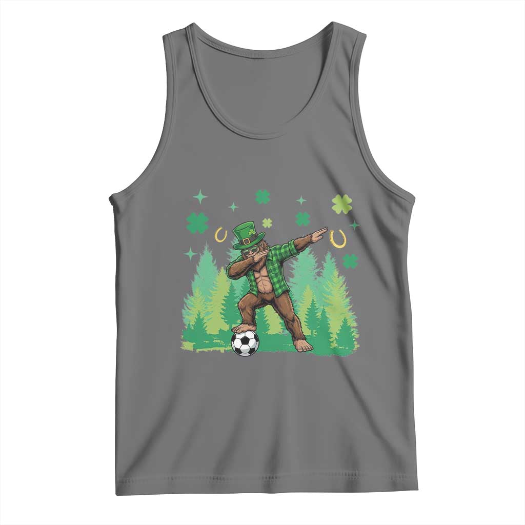 Lucky Sasquatch Soccer Player Tank Top Funny St Patricks Day Gift TS12 Black Heather Print Your Wear