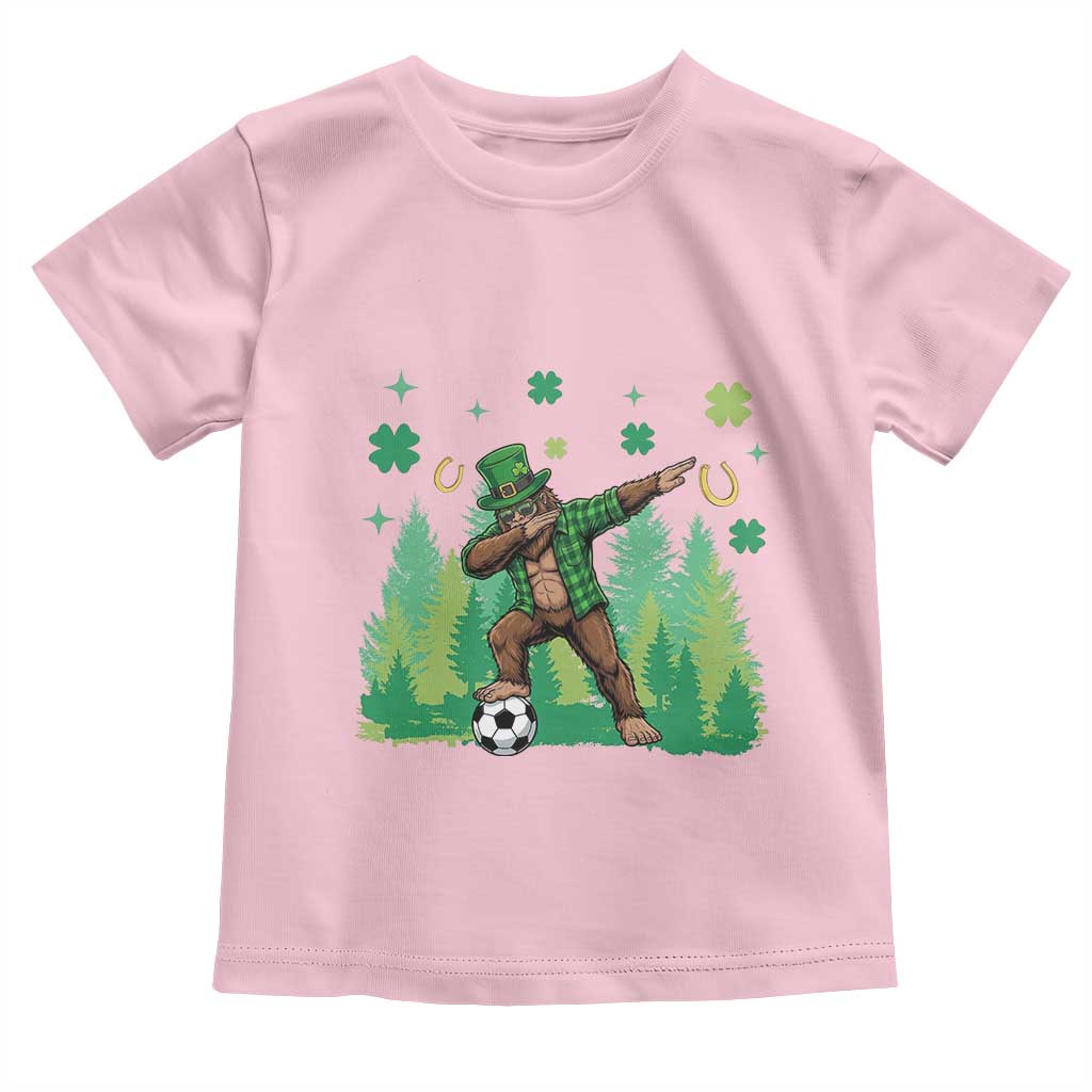 Lucky Sasquatch Soccer Player Toddler T Shirt Funny St Patricks Day Gift TS12 Light Pink Print Your Wear