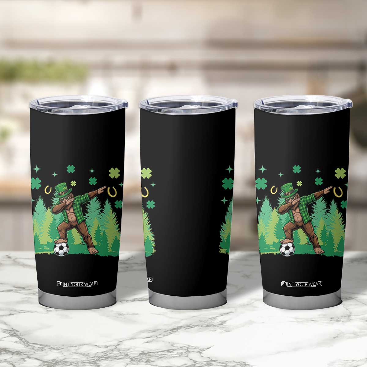 Lucky Sasquatch Soccer Player Tumbler Cup Funny St Patricks Day Gift TS12 Print Your Wear