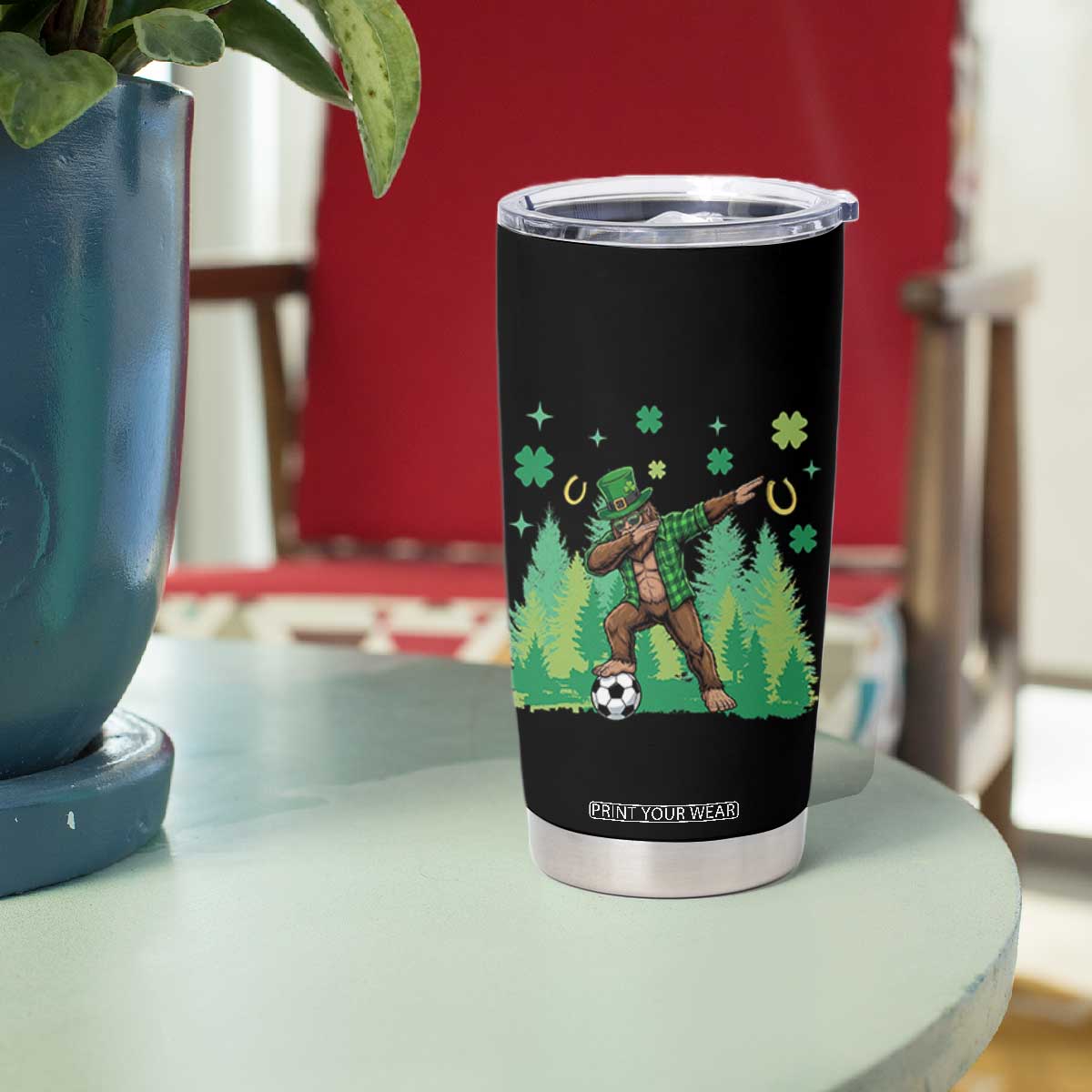 Lucky Sasquatch Soccer Player Tumbler Cup Funny St Patricks Day Gift TS12 Print Your Wear