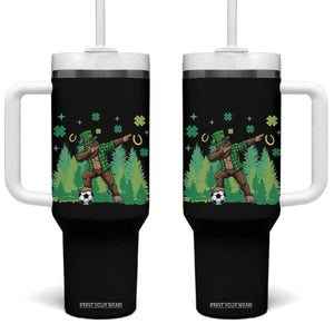 Lucky Sasquatch Soccer Player Tumbler With Handle Funny St Patricks Day Gift TS12 One Size: 40 oz Black Print Your Wear
