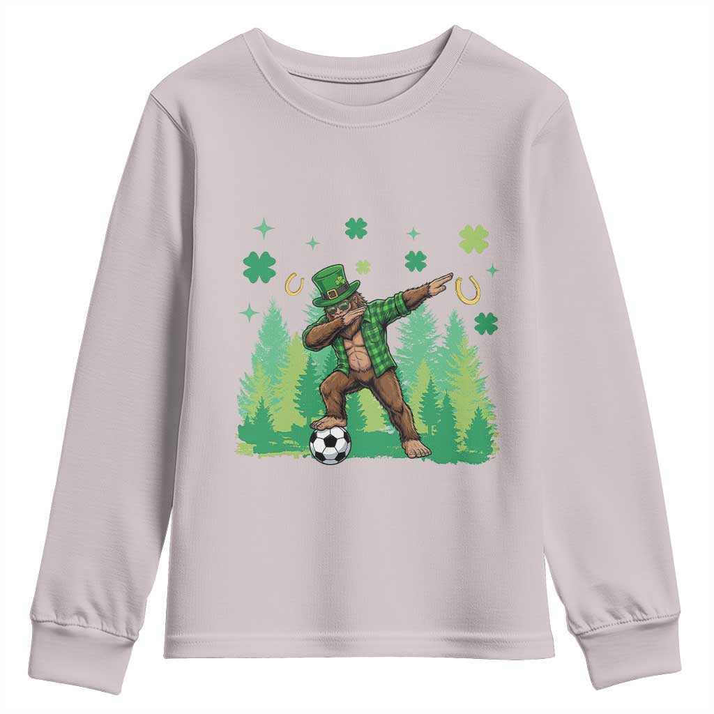Lucky Sasquatch Soccer Player Youth Sweatshirt Funny St Patricks Day Gift TS12 Ice Gray Print Your Wear