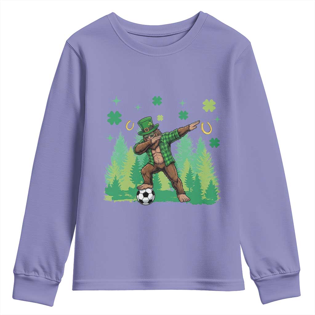 Lucky Sasquatch Soccer Player Youth Sweatshirt Funny St Patricks Day Gift TS12 Violet Print Your Wear