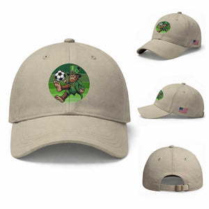 Funny Bigfoot Playing Soccer Baseball Cap St Patricks Day TS12 Baseball Cap Universal Fit Beige Print Your Wear