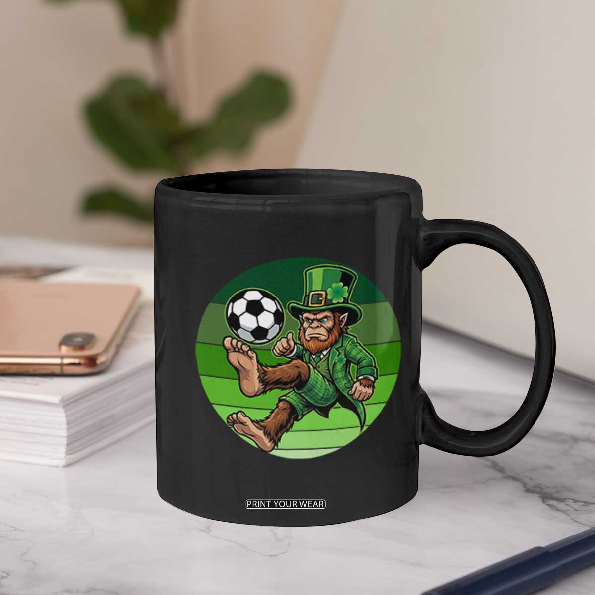 Funny Bigfoot Playing Soccer Coffee Mug St Patricks Day TS12 Print Your Wear