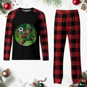 Funny Bigfoot Playing Soccer Plaid Pajama Set St Patricks Day TS12 Buffalo Plaid Print Your Wear