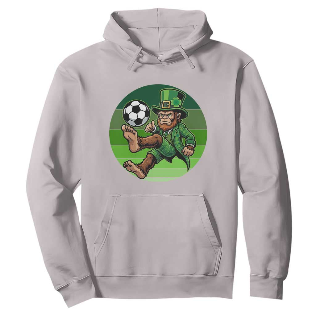 Funny Bigfoot Playing Soccer Hoodie St Patricks Day TS12 Ice Gray Print Your Wear
