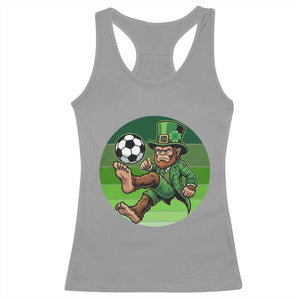 Funny Bigfoot Playing Soccer Racerback Tank Top St Patricks Day TS12 Sport Gray Print Your Wear