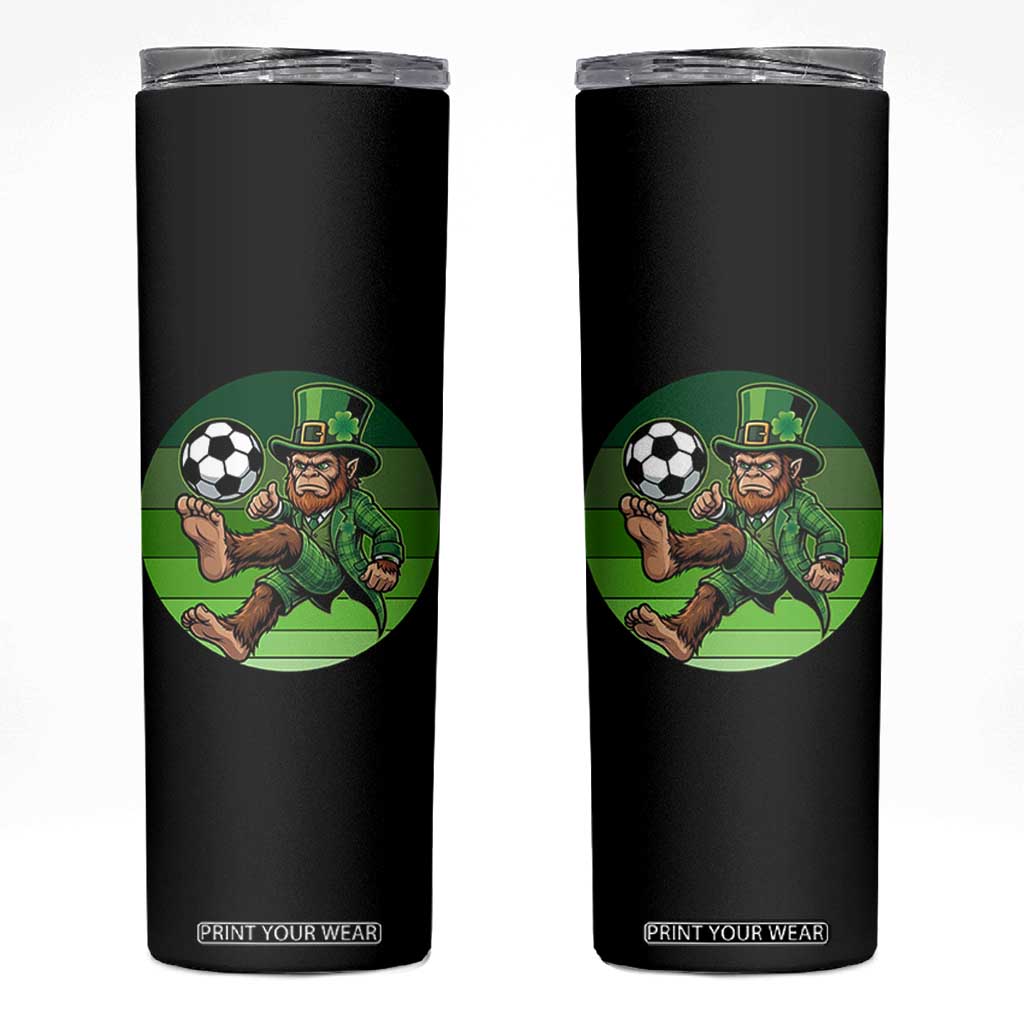 Funny Bigfoot Playing Soccer Skinny Tumbler St Patricks Day TS12 Black Print Your Wear