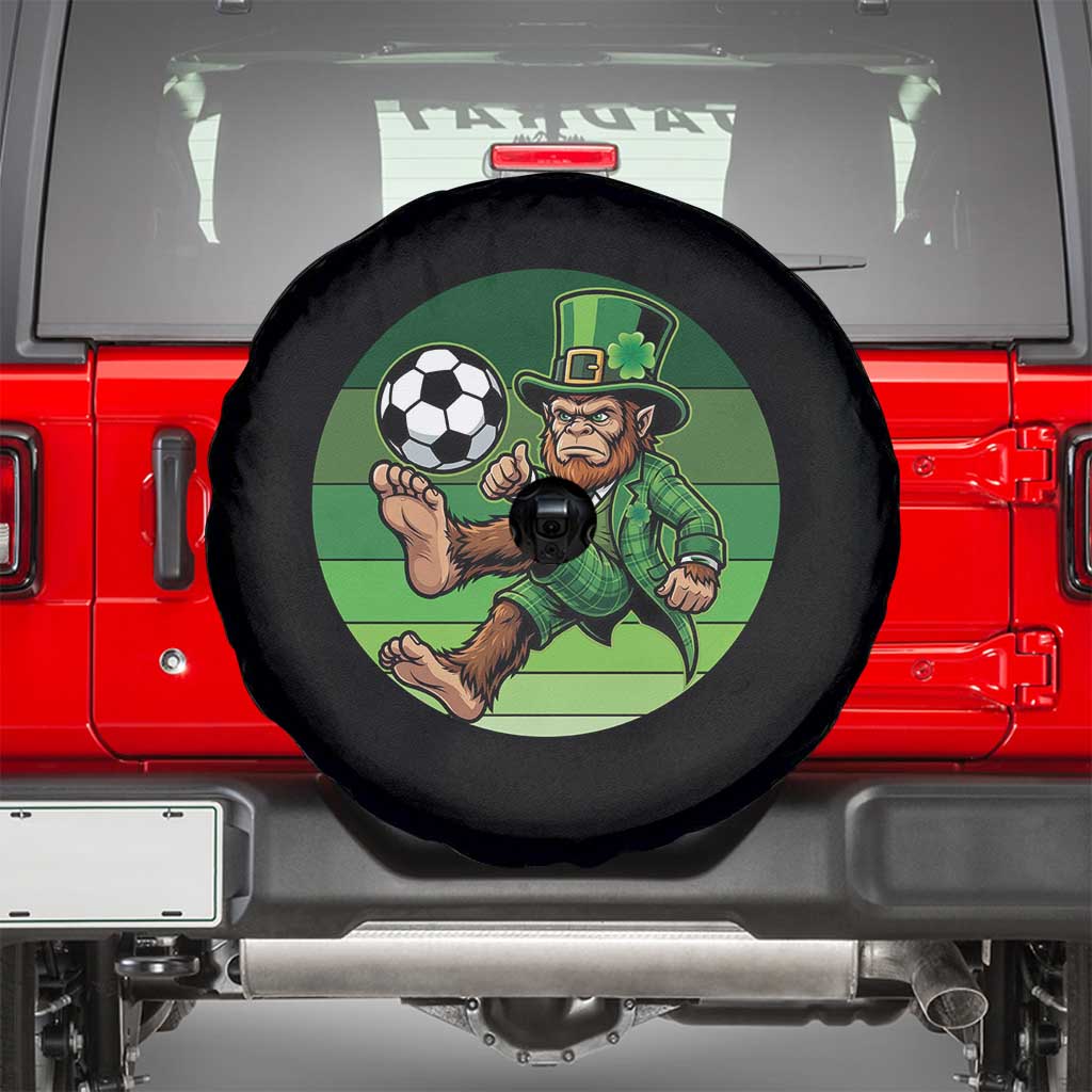 Funny Bigfoot Playing Soccer Spare Tire Cover St Patricks Day TS12 Black Print Your Wear