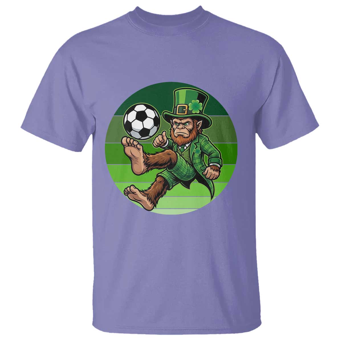 Funny Bigfoot Playing Soccer T Shirt St Patricks Day TS12 Violet Print Your Wear