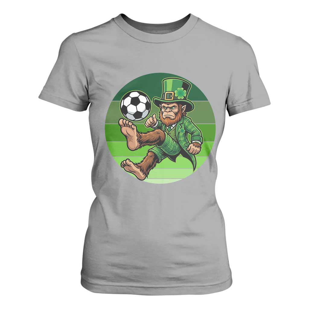 Funny Bigfoot Playing Soccer T Shirt For Women St Patricks Day TS12 Sport Gray Print Your Wear