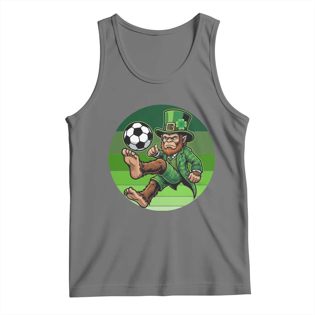 Funny Bigfoot Playing Soccer Tank Top St Patricks Day TS12 Black Heather Print Your Wear