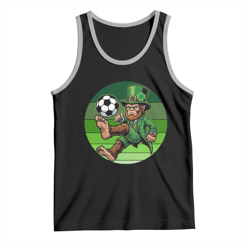 Funny Bigfoot Playing Soccer Tank Top St Patricks Day TS12 Black Athletic Heather Print Your Wear