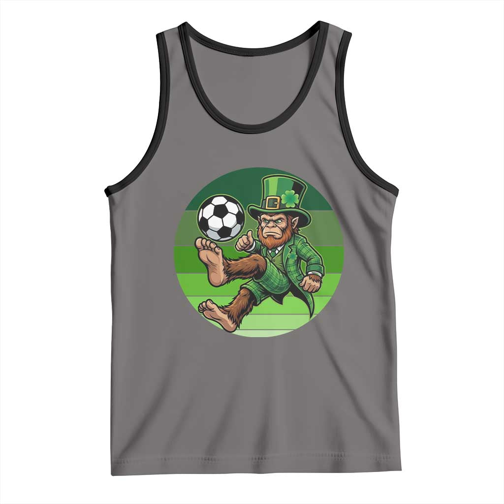 Funny Bigfoot Playing Soccer Tank Top St Patricks Day TS12 Deep Heather Black Print Your Wear