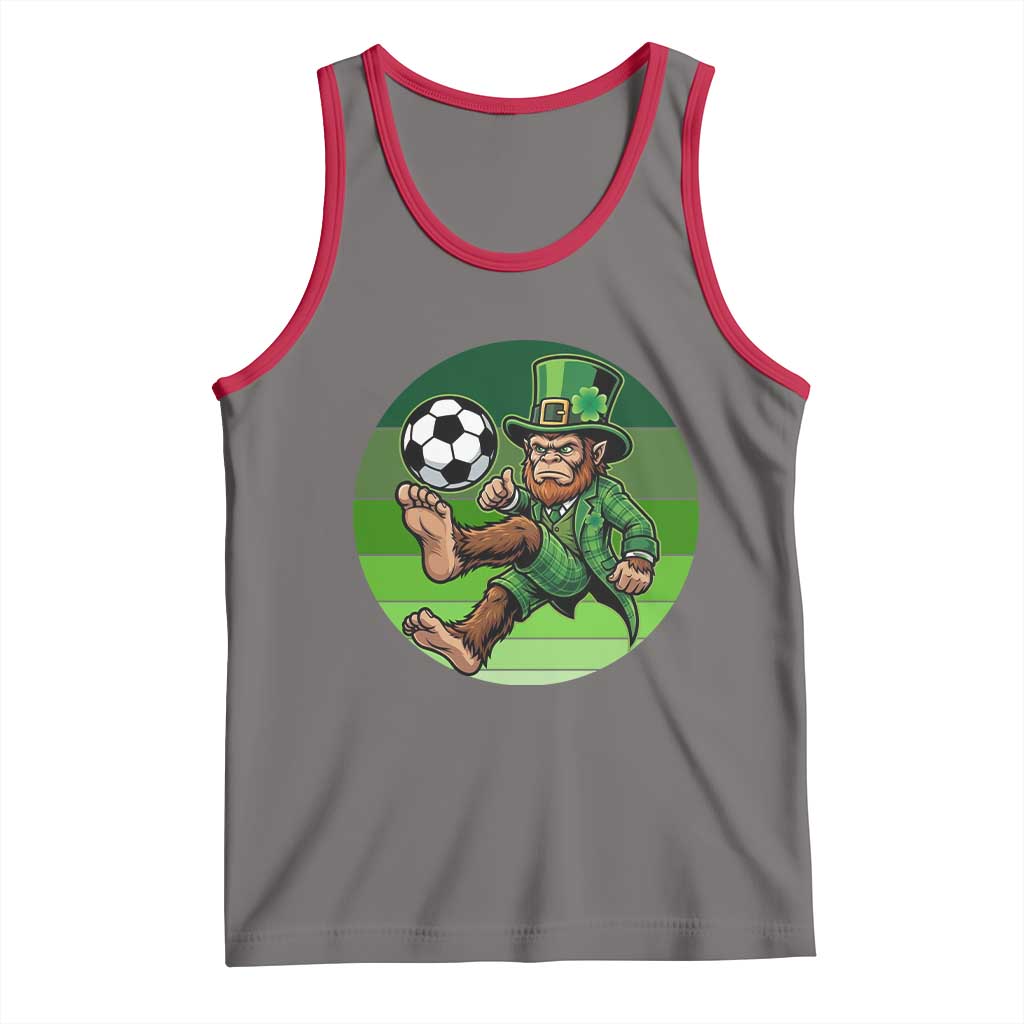 Funny Bigfoot Playing Soccer Tank Top St Patricks Day TS12 Deep Heather Red Print Your Wear