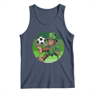 Funny Bigfoot Playing Soccer Tank Top St Patricks Day TS12 Navy Print Your Wear