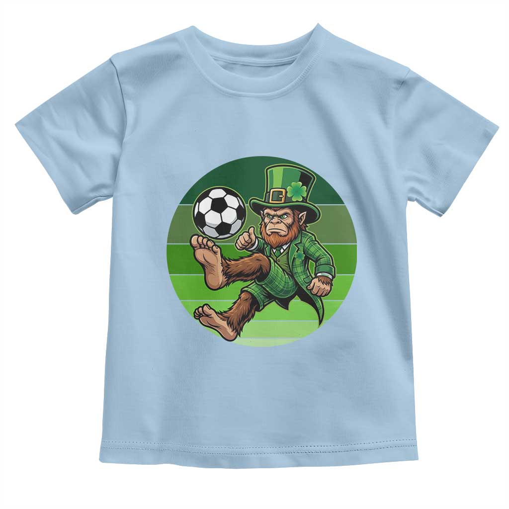 Funny Bigfoot Playing Soccer Toddler T Shirt St Patricks Day TS12 Light Blue Print Your Wear