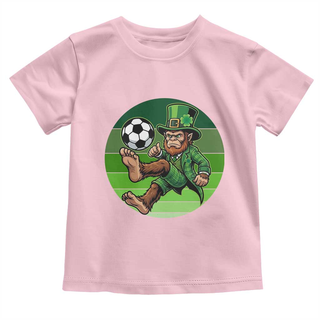Funny Bigfoot Playing Soccer Toddler T Shirt St Patricks Day TS12 Light Pink Print Your Wear