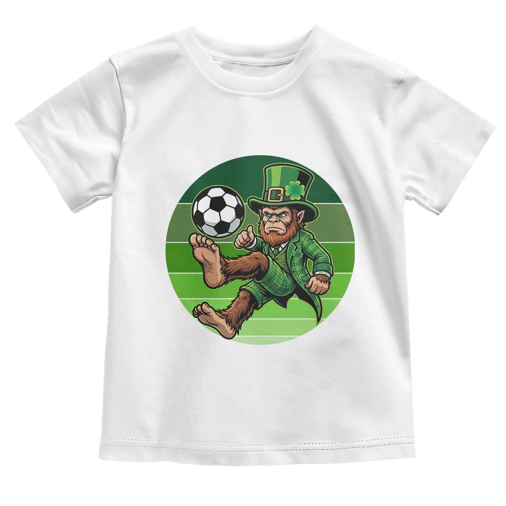 Funny Bigfoot Playing Soccer Toddler T Shirt St Patricks Day TS12 White Print Your Wear