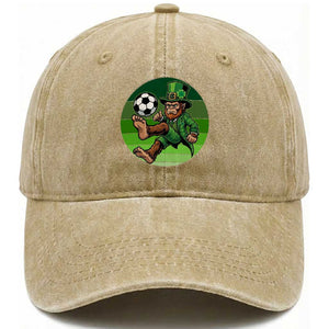 Funny Bigfoot Playing Soccer Washed Cotton Baseball Cap St Patricks Day TS12 Print Your Wear