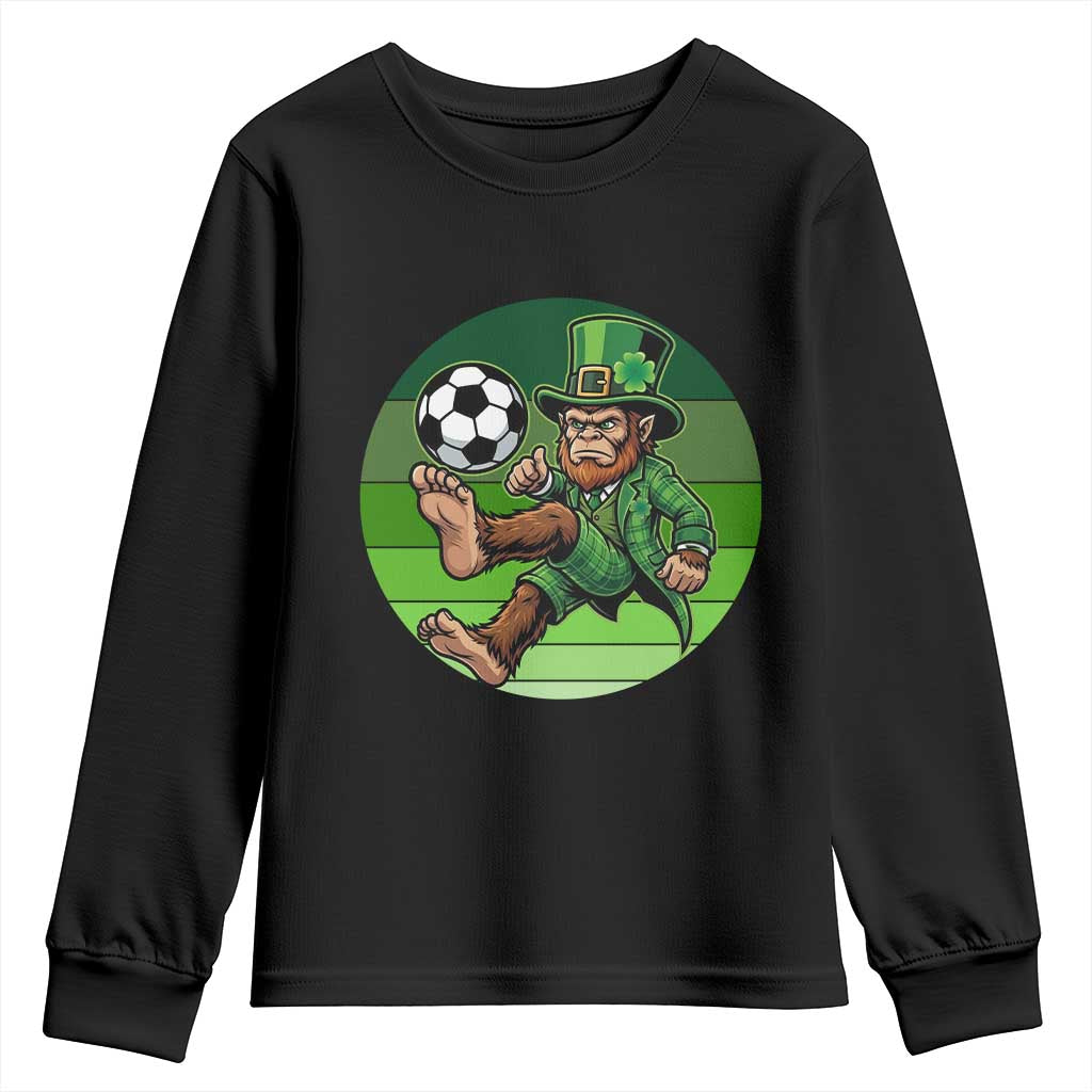Funny Bigfoot Playing Soccer Youth Sweatshirt St Patricks Day TS12 Black Print Your Wear