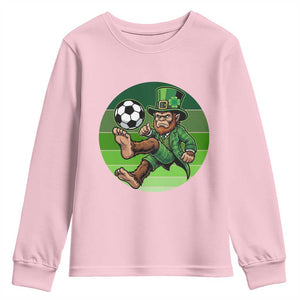 Funny Bigfoot Playing Soccer Youth Sweatshirt St Patricks Day TS12 Light Pink Print Your Wear