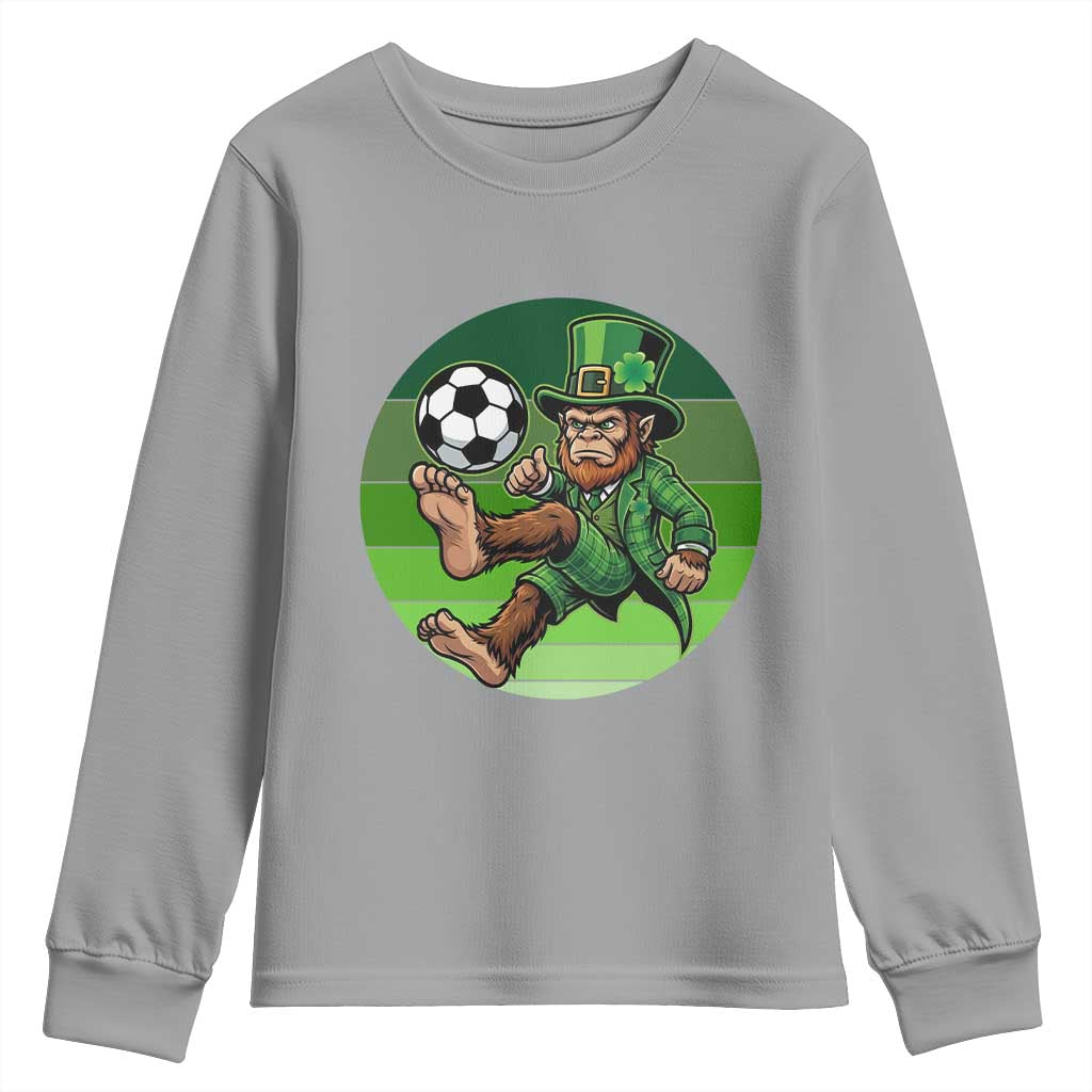 Funny Bigfoot Playing Soccer Youth Sweatshirt St Patricks Day TS12 Sport Gray Print Your Wear