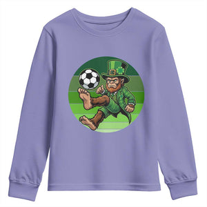 Funny Bigfoot Playing Soccer Youth Sweatshirt St Patricks Day TS12 Violet Print Your Wear