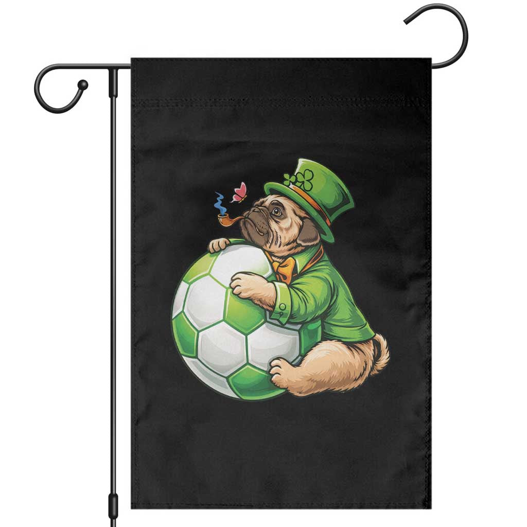 Lucky Pug Soccer Lover Garden Flag St Paddys Day Irish Football Gift TS12 Black Print Your Wear